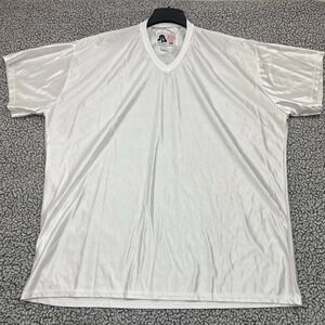Vintage Football Jersey Shirt Men 2XL White Plain Blank Short Sleeve V-Neck New